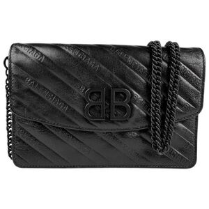 Balenciaga Black Embossed Leather Clutch/Crossbody Bag